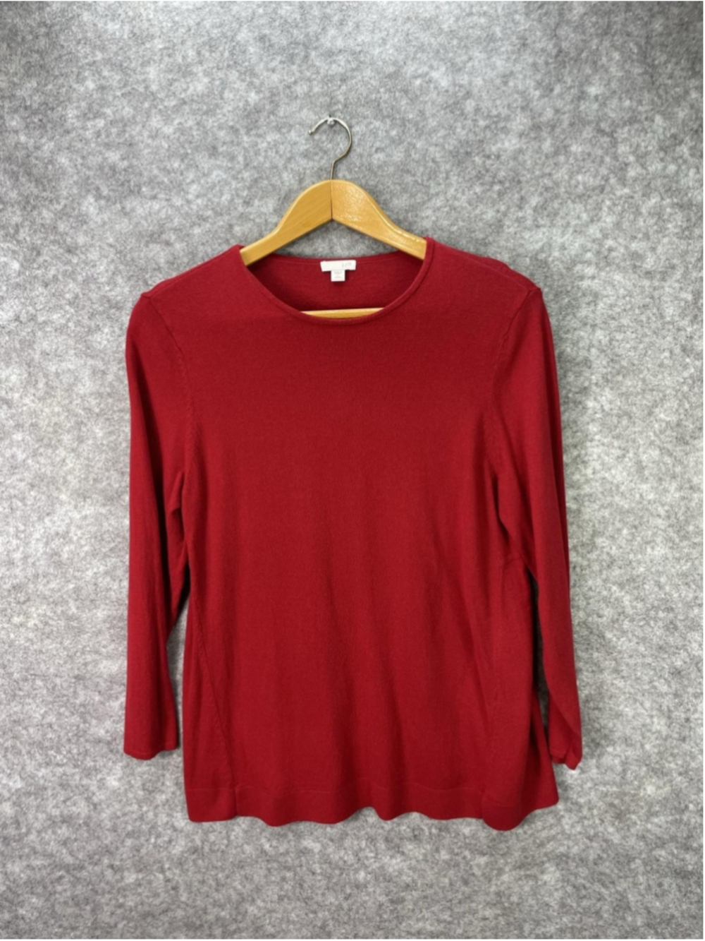 J Jill Sweater Womens L Petite Red Lightweight Crew Neck Knit Solid Pullover